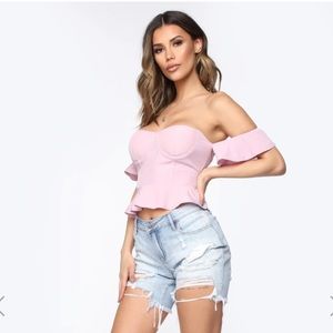 Lovely Off Shoulder Top - Pink Lavender